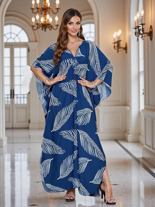 Mumu Dresses for Women Plus Size, Bohemian Kaftan Beach Cover Up Long Maxi Nightgown Soft Loungewear