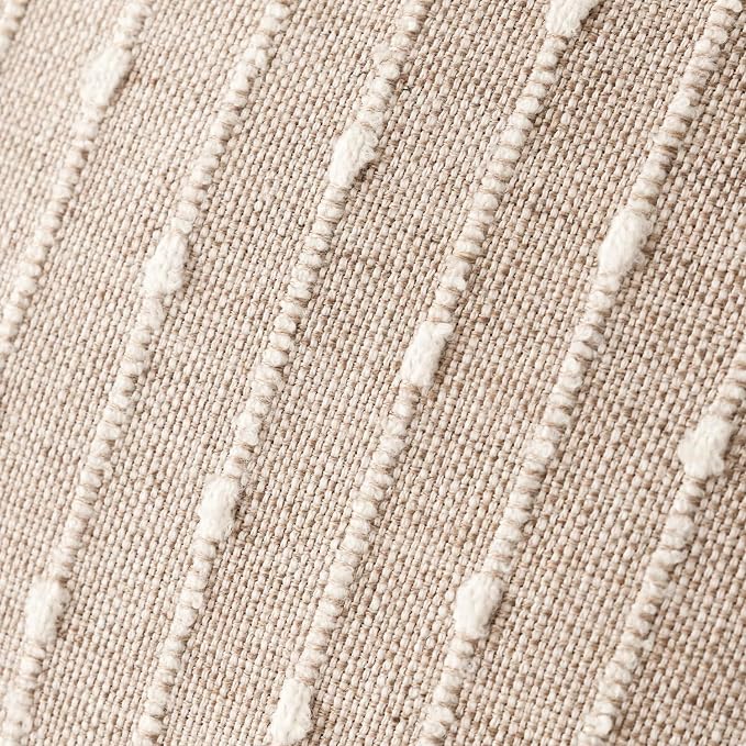 Foindtower Pack of 2 Decorative Jacquard Boucle Throw Pillow Covers Accent Textured Striped Pillowcases Soft Boho Modern Cushion for Couch Sofa Bedroom Living Room Home Decor 22x22 Inch Natural Beige