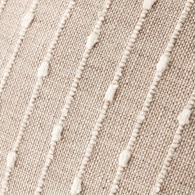 Foindtower Pack of 2 Decorative Jacquard Boucle Throw Pillow Covers Accent Textured Striped Pillowcases Soft Boho Modern Cushion for Couch Sofa Bedroom Living Room Home Decor 20x20 Inch Natural Beige