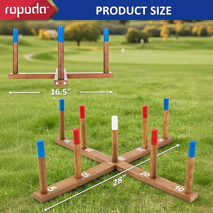 ropoda Ring Toss Game Extra Large 28" Yard Game for Kids and Adults with Stable Magnet Connection, Include 26 Easy-Throw Rings, Carry Bag, Scoreboard, Easy Set Up Outdoor Games for Adults and Family