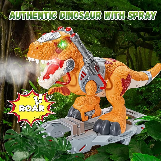 Dinosaur Ride On Toy Cars for Kids, Toddler Electric Ride On Toys with Music, Light & Smoke, 3-5 Year Old boy Gift, Preschool Kids Scooter Foot-to-Floor Walker for Indoor Outdoor
