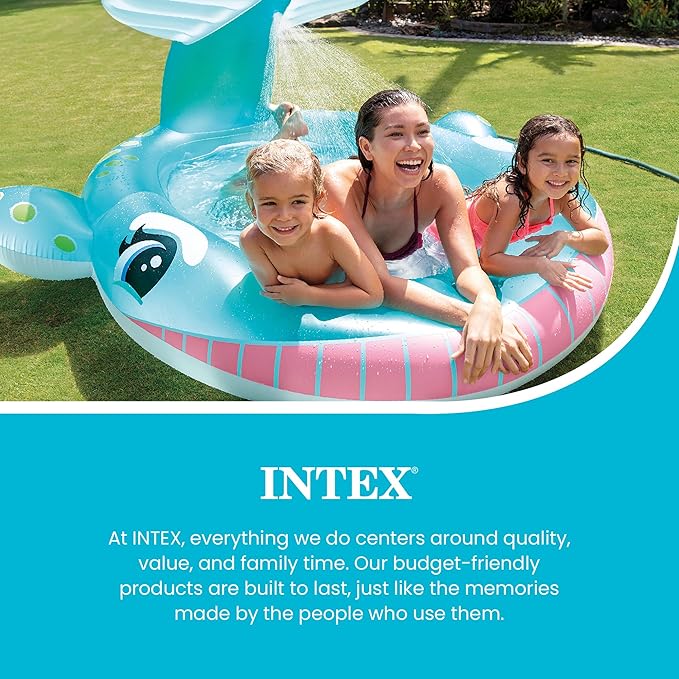 Intex 57440EP Inflatable Whale Spray Kiddie Pool for Kids 2+, 79" x 77" x 36" - Small Blow-Up Splash Pool & Sprinkler, Backyard Toddler Play Center