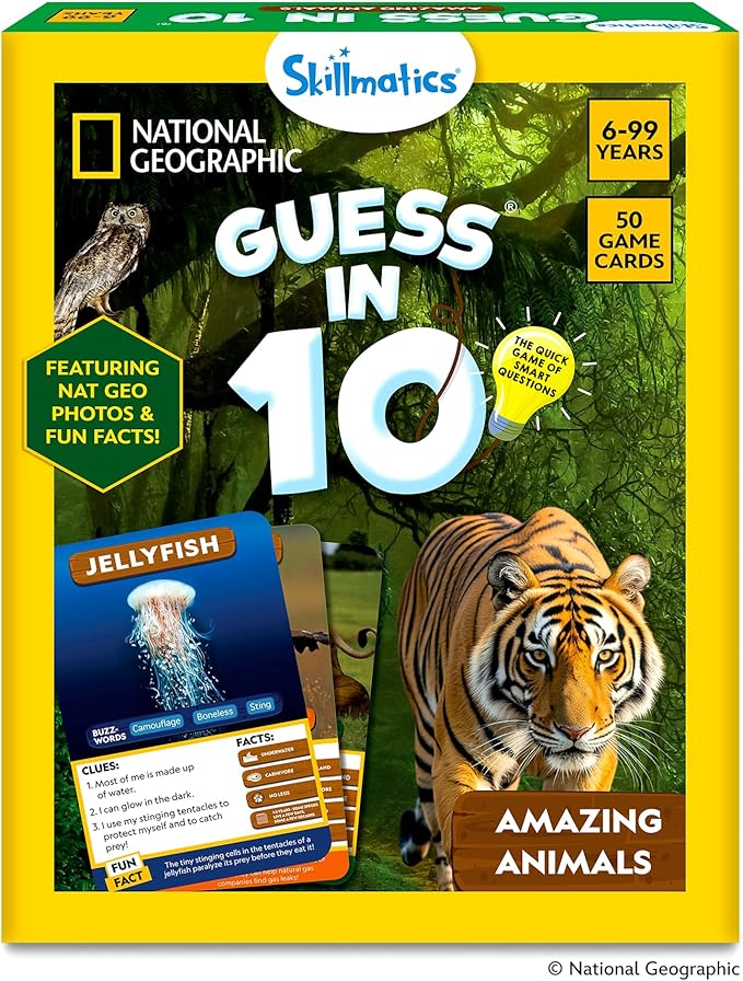 Skillmatics Guess in 10 National Geographic Animals, Educational Card Game for Kids & Families, Animal Trivia & Travel Game, Gifts for Ages 6, 7, 8, 9 and Up