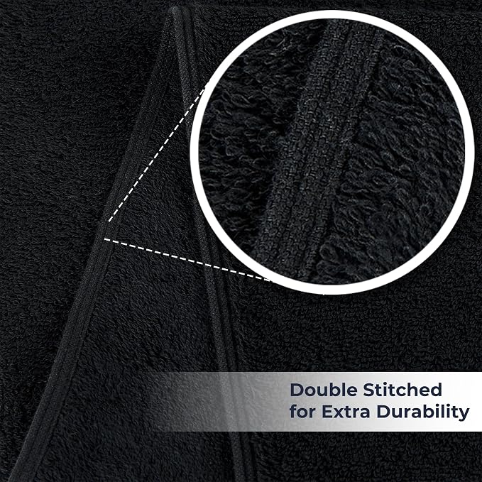 NUKURA 12’’ x 40’’, 450 GSM Gym Sweat Towel for Outdoor Workout, Running, Yoga, Pickleball, Padel, High Absorbent with Extra Softness, 100% Cotton Neck Towels, Black