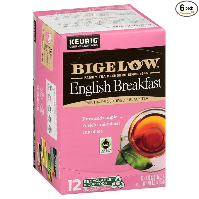 Bigelow Tea English Breakfast Black Tea Keurig K-Cup Pods, Caffeinated Tea Keurig Tea Pods, 12 Count Box (Pack of 6), 72 Total K-Cup Pods