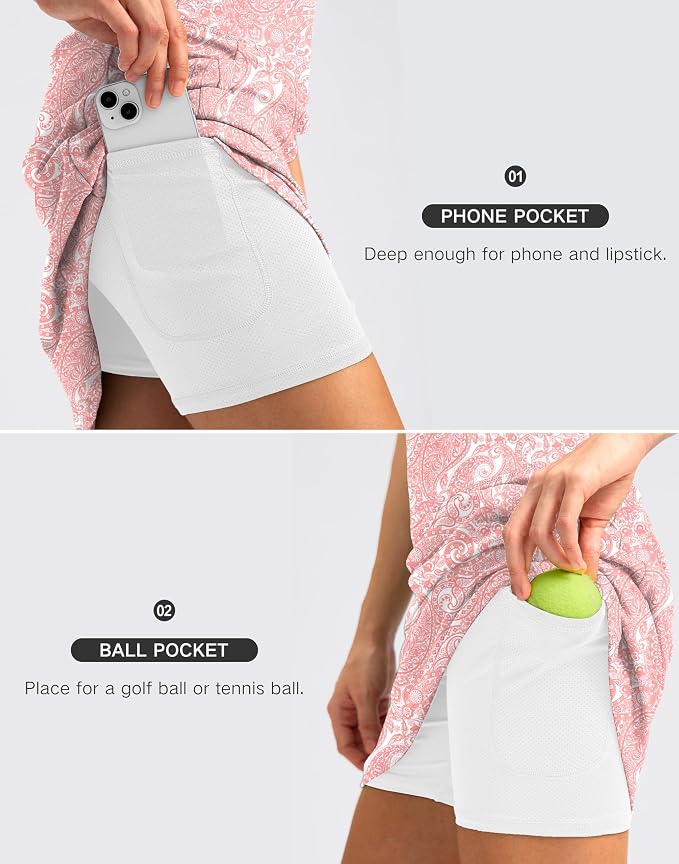 Women's 18" Skorts with 4 Side Pockets High Waisted Long Golf Skirt | Soft, Lightweight, Stretch, Breathable, Mesh Built-in Shorts, Athletic, Tennis, Dressy, Casual