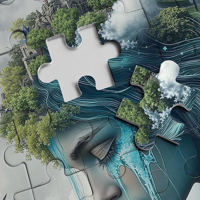 Magic Landscape Women Puzzles for Adults 1000 Pieces Nature, Cloud City Wonders Scenic Art Jigsaw Puzzles, Fantasy Scenery Aesthetic Impossible Hard Difficult Challenging Puzzle