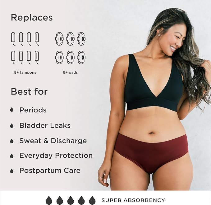 saalt Seamless Brief Leakproof Period Underwear for Women | Comfortable, Thin, and Keeps You Dry from All Leaks, Reusable & Washable Women's Period Underwear