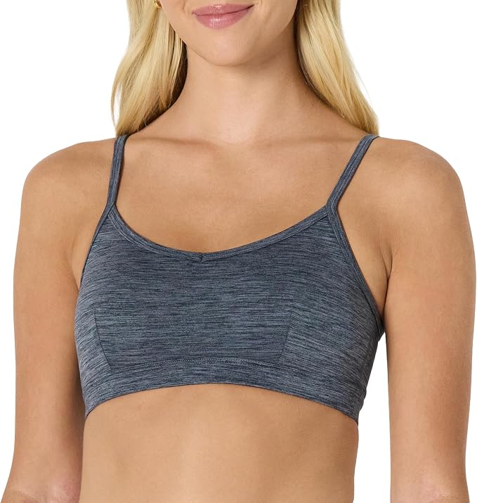 Amazon Essentials Women's Active FormFlex Buttery Soft Light Support Heathered Spaghetti Strap Yoga Sports Bra