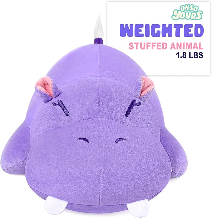 Onsoyours Original Hippo Weighted Stuffed Animals - 13.8" 1.8lbs Kawaii Comfort Hippopotamus Plush, Soft Hugging Plushies Toys Gifts for Kids & Adults