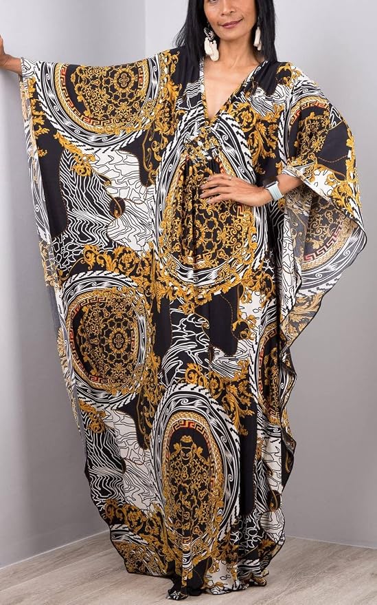 Venasha Womens Caftan Floral Print Kaftan Dress Short Sleeve Swimsuit Cover up Loungewear for Summer