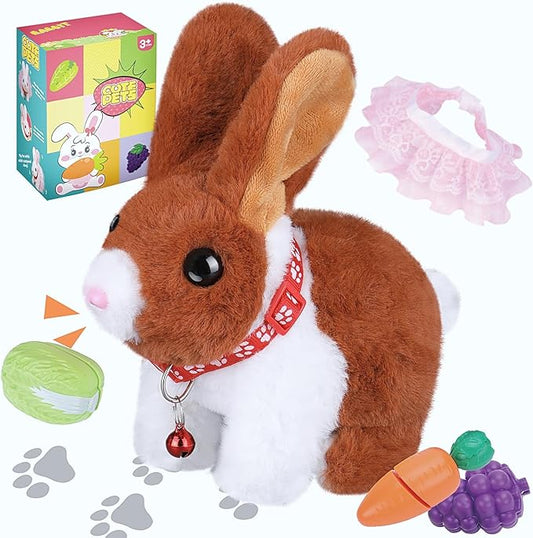 Walking Bunny Toys for Kids, Bunny Stuffed Animal Interactive Electronic Toys, Swinging Ears, Twitching Mouth and Nose, Easter Christmas and Birthday Gift, Suitable for Toddlers 3, 4, 5, 6, 7Years Old
