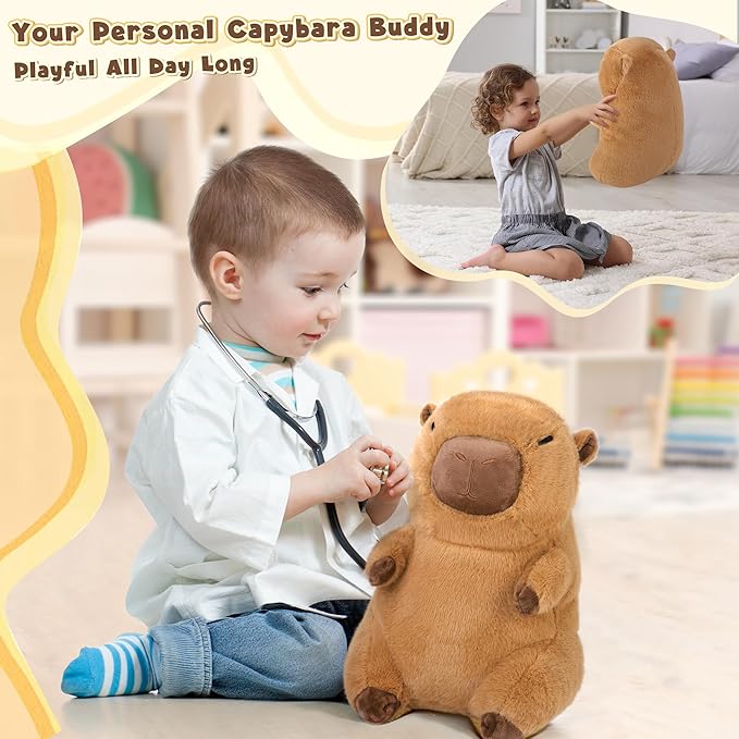 Elcoho 12 Inch Cute Capybara Plush Soft Capybara Stuffed Animal Plush Toy Kawaii Pillow Doll Hugging Gifts for Girls Boys Adults Birthdays Holidays Favors, Home Decorations