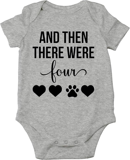 AW Fashions And Then There Were Four Baby Bodysuit Cute Newborn Boy Outfit Funny Baby Romper Girl Clothes