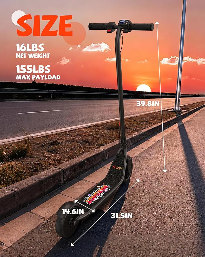 Maxshot Electric Scooter, 8.5" /10" /14" Tire, 16/19/22 Mph Top Speed, 12/16/21/27/28/49/50 Miles Long Range, Folding Escooter for Adults and Kids with Seat Bag, Dual Braking, Dual Suspension, App