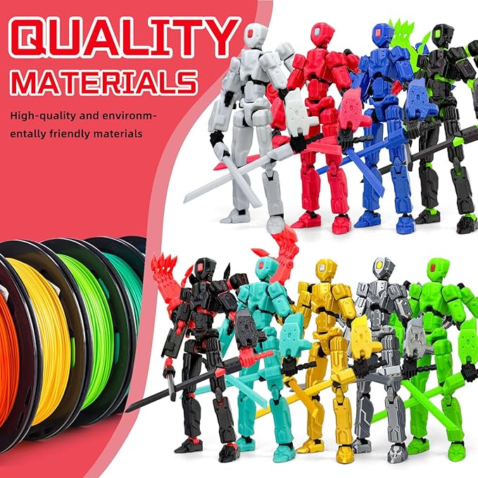 8Inch T13 Action Figure Assembly Completed,3D Printed Multi-Jointed Movable Toy Nova 13 Action Figures Desktop Decorations for Game Lovers Toy (Red Emitting red Light)