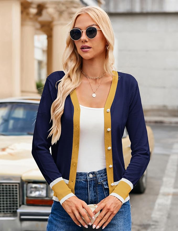 GRACE KARIN Cardigan Sweaters for Women Lightweight Long Sleeve Cropped Cardigan Summer Fall Fashion Clothing Outfits Shrug