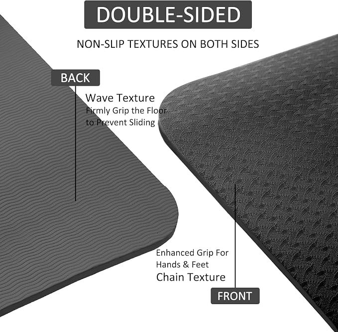 Thick and Wide Yoga Mat 72''x24''/35''(8mm/10mm) for Women and Men, Durable & Cushioned Yoga Mat with Carrying Strap for Pilates, Stretching and Home Workout