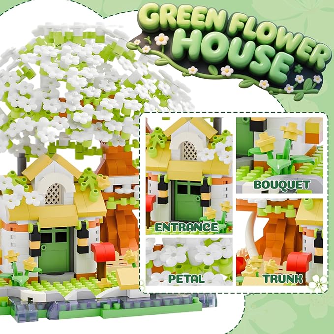 Japanese Cherry Blossom Tree Mini Micro Building Block Sets，Flowers House Mini Bricks Building Kit- Ideal DIY & Home Decor for Adults, Fun Creative Gift for Kids.
