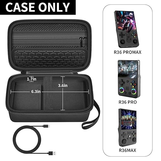 PAIYULE Travel Case Compatible with R36Max/ R36Ultra Retro Handheld Game Console, Handheld Emulator Storage Holder Organizer, Android Game Console Carrying Bag (Box Only)