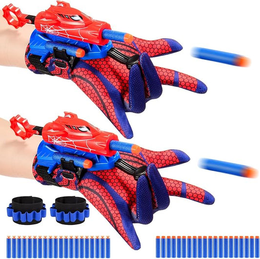 Excitobo 2 Sets Superhero Web Shooters for Kids Age 8-12, Adjustable Wrist Launcher Slinging Toy Set with 40 Darts,Ideal Birthday for Boys & Girls Imaginative Role-Play Costume Accessory