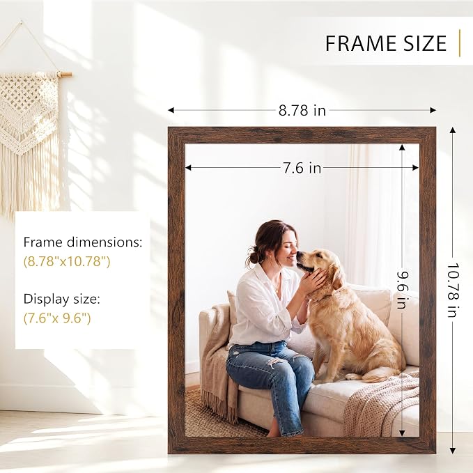PEALSN 8x10 Picture Frame Set of 6, Brown Picture Frames with HD Plexiglass,Wall Gallery Photo Frames for Wall Mounting or Tabletop Display, Brown Woodgrain