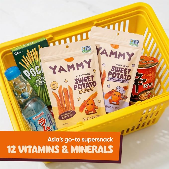 Yammy Chewy Dried Sweet Potato Sticks (Snickerdoodle 5-Pack) - Healthy Asian Snack for Adults & Kids (Japanese, Korean, Chinese Super Food) - Nature's Gummy Candy - Vegan, Gluten-Free, 4g Fiber, 2.5oz