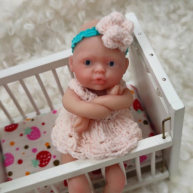Mire & Mire 4.5" Micro Preemie Full Body Silicone 13cm Baby Girl Doll Lifelike Mini Reborn Doll Surprice Children Anti-Stress (A)