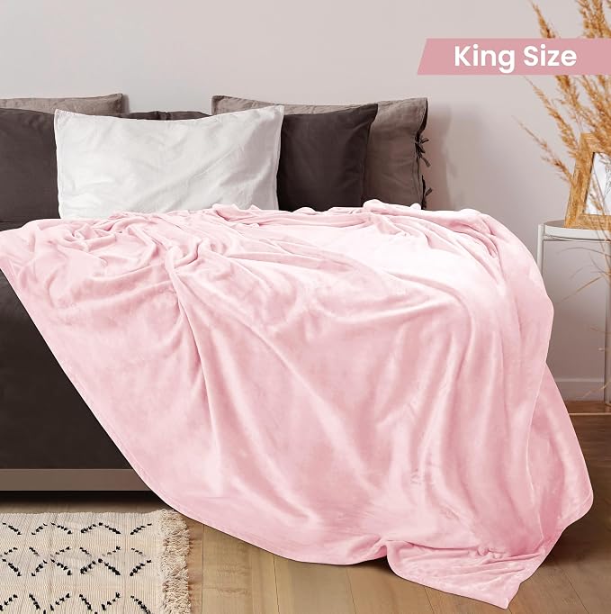 Utopia Bedding Ultra Soft Fleece Bed Blanket King Size Pink (90x102 Inches) | Microfiber Plush Warm Lightweight Breathable Cozy Blanket Anti-Static, All Season Use, Gift for Women and Men