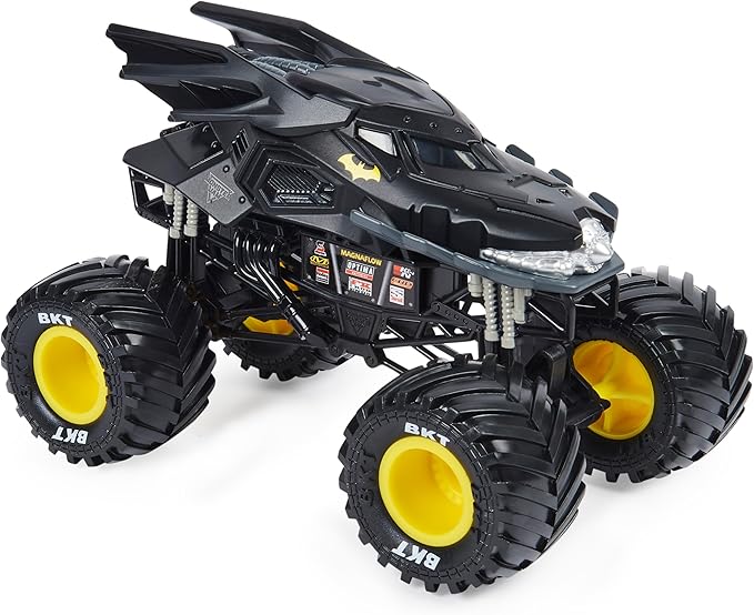 Monster Jam Official Batman Monster Truck - Retro Batmobile Collector 1:24 Scale Die-Cast Vehicle - Chrome Rims and BKT Tread Tires for Use in All Playsets - Collectible for Fans & Birthday Parties