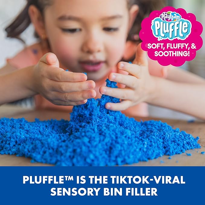 Educational Insights Pluffle® 2-Pack Red & Blue - Sensory Bin Foam Set, No Mess Alternative to Sand Toys & Slime for Toddlers, Fun Sensory Table Filler for Home or Classroom, Gift for Kids Ages 3+