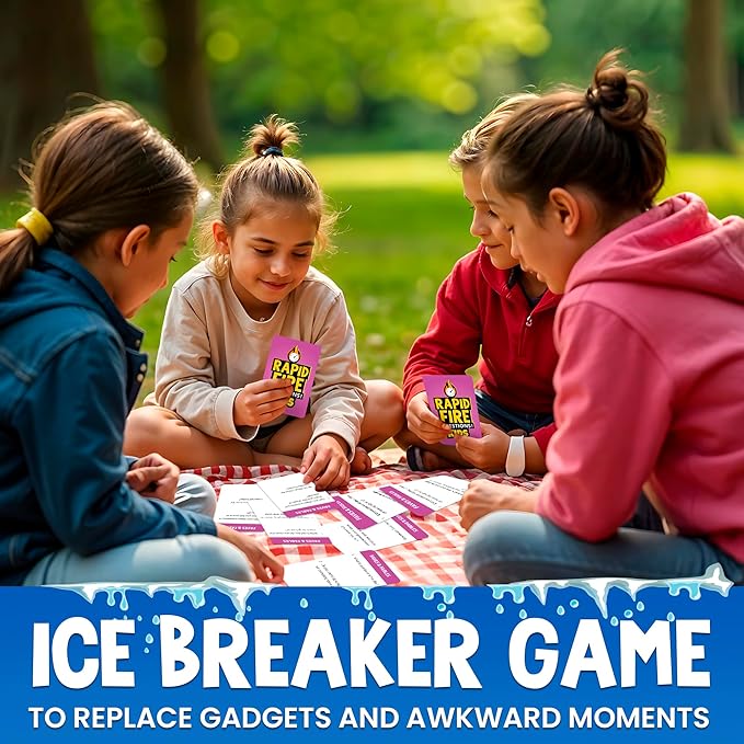 QUOKKA Kids Premium Rapid Fire Questions - Break The Ice Game for Kids & Families - Icebreaker Cards with 500+ Questions - Family Game Night - Ages 6+