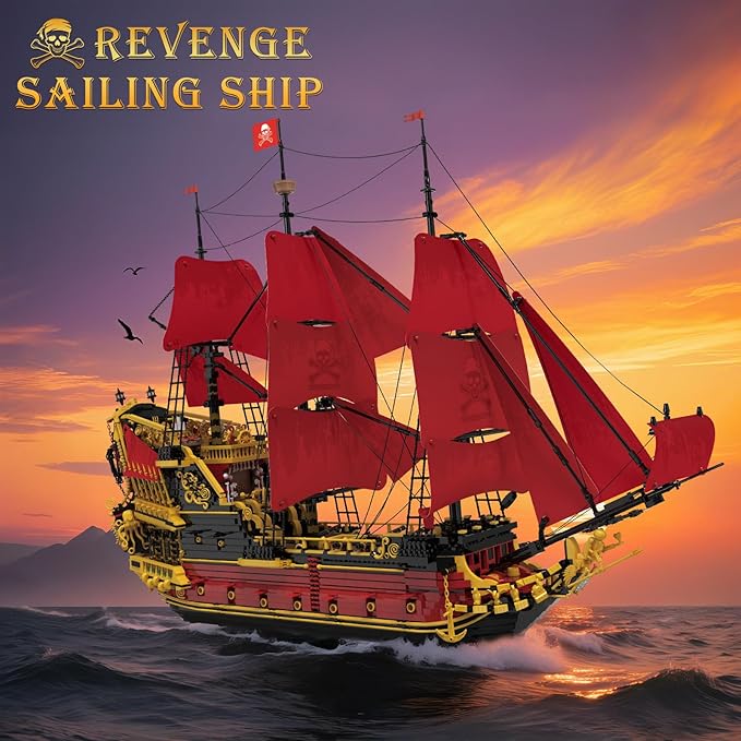 Reobrix Revenge Pirate Ship Building Block Set, 5666+ Pieces Historical Model Kit 66049, Collectible Sailing Ship Boat Construction Toy, Christmas Birthday Gifts for Adults and Kids