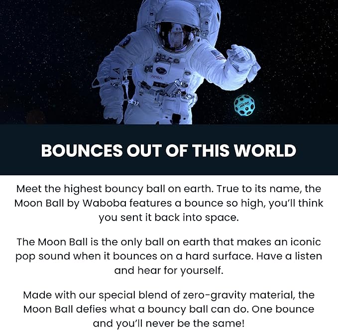Waboba The Original Moon Ball 3 Pack - Super Bouncy Wall Balls for Kids and Teens - Outdoor Sports Toy Gift - Orange, Teal, & Cobalt