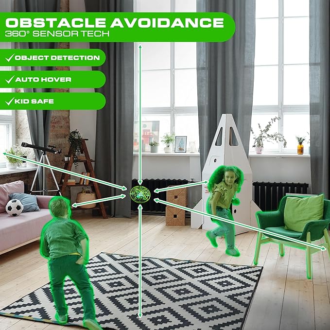 Force1 Scoot Skeet Mini Drone Electronic Shooting Game for Kids (Drone Only) - Hand Drones for Kids Compatible with Scoot Skeet LED Blaster, Electronic Target Game Indoor Flying Ball Toy (Green)