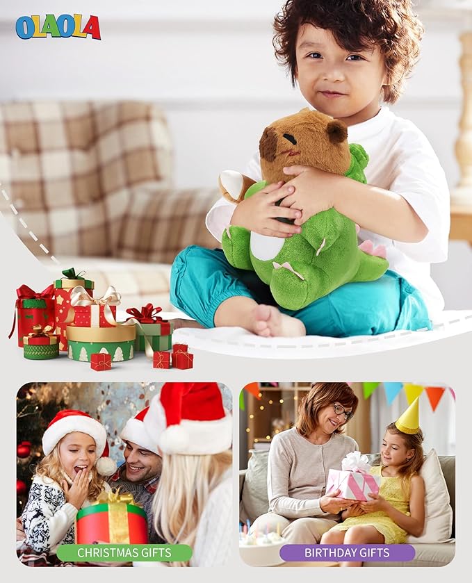 OLAOLA Dinosaur Capybara Plush 12.6 Inch Cute Capybara Stuffed Animals Plush Toy Soft Doll Pillow for Kids Adults