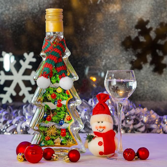 Bencailor 72 Pieces Mini Christmas Scarves for Craft Tiny Snowman Scarves 7.9 x 0.6 Inch Xmas Pet Knitted Scarf Doll Snowman Wine Bottle Scarf Accessory Holiday Christmas Decor for DIY (Stylish Color)