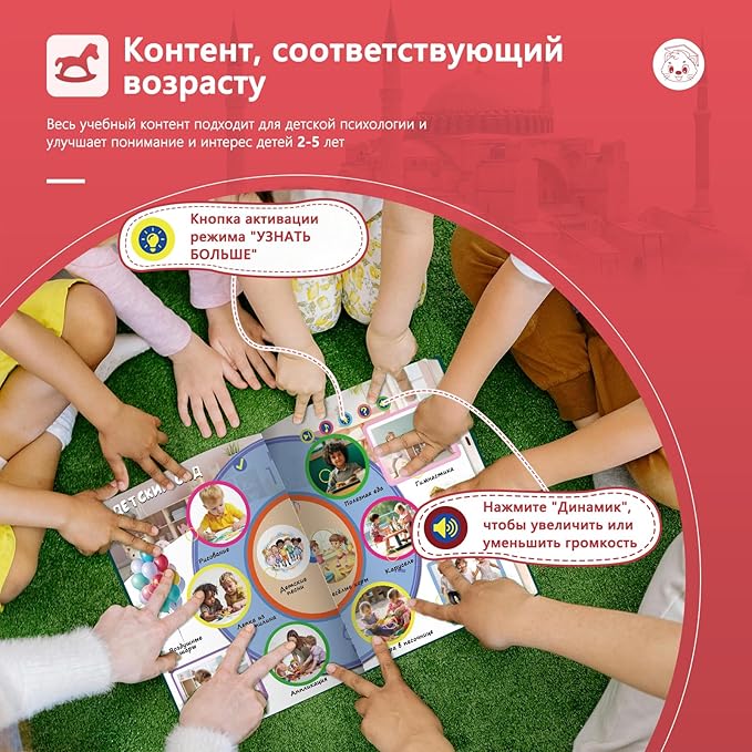 Russian Audio Book for Kids Aged 2-8,Interactive Talking Book,Rechargeble Sounds Book,Educational Learning Toy for Toddlers,Gift for Boys Girls,600+ Sounds,13 Topics of The World Around You
