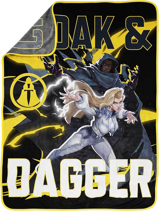 Jay Franco Kids Plush Throw Blanket – Soft & Cozy Fleece Throw for Bedroom & Couch Décor, Official Licensed Product, Multi - Marvel Rivals Clock & Dagger, 46x60 - Throw Blanket