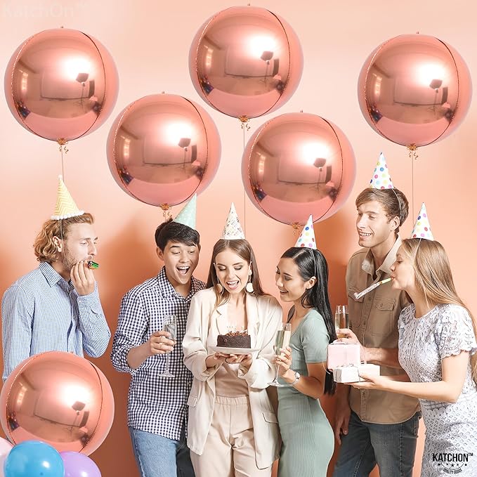 KatchOn, Rose Gold Balloons - 22 Inch, Pack of 6 | Rose Gold Foil Balloons for Bridal Shower Decorations | Mylar Balloon for Bachelorette, Anniversary, Birthday Party, Graduation Decorations 2026