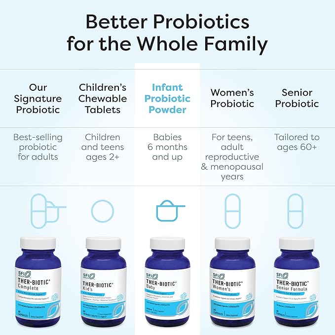 Klaire Labs SFI Health Ther-Biotic Baby - Toddler Probiotic for Kids, Infants & Babies - Microbiome & Bowel Support - Probiotic Powder, Add to Baby Formula, Breast Milk or Solid Food (120 Servings)