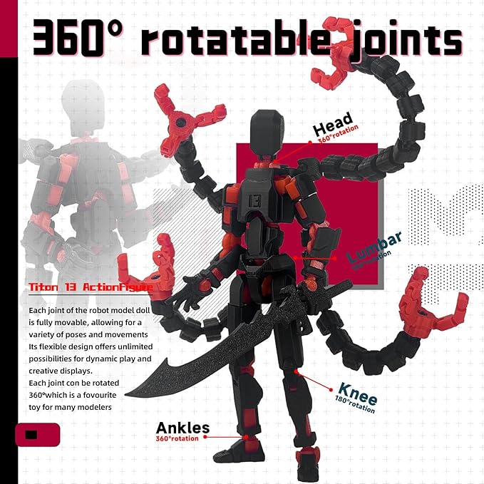 Assembly Completed T13 Action Figure 3D Printed Multi-Jointed Movable T 13 Nova 13 Robot 13 Action Figure Desktop Decorations for Game Lovers