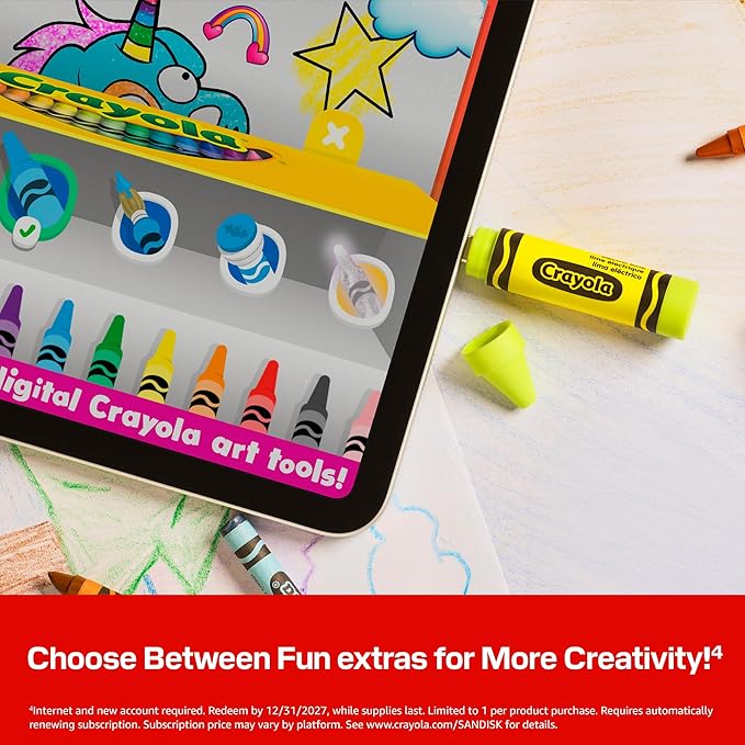 SANDISK 128GB Crayola USB-C Flash Drive, Electric Lime - Up to 300MB/s Read speeds, USB 3.2 Gen 1, USB Type-C - Crayon-Shaped Drive - SDCZIC-128G-G46L