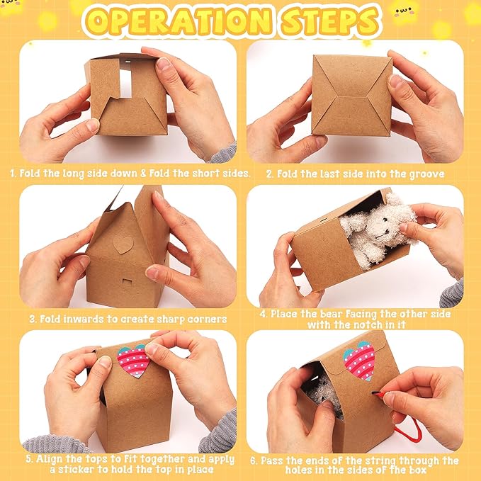10 Pcs Mini Bears Plush Stuffed Small Fuzzy Bulk Animal Doll, Curly Teddy Bear Party Favors Valentine's Day Gift Toys with Paper Houses for Kids' Birthday Party Supplies(Brown, Apricot)