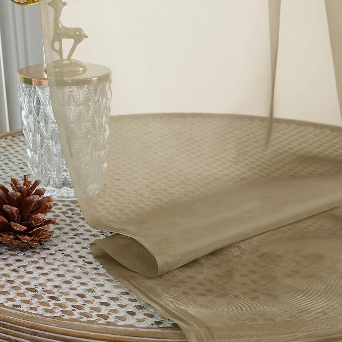 OWENIE Sheer Taupe Curtains 108 Inches Long for Living Room Bedroom 2 Panels Set, Lightweight Airy Taupe Sheer Curtain, Filmy Voile Rod Pocket, 2 PCS, Each 59" W x 108" L