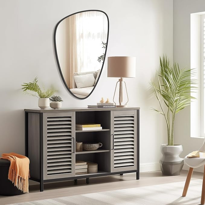 Asymmetrical Mirror, Irregular Wall Mirror, Wall Mirrors Decorative for Bedroom Living Room entryway Hall, Wall Mirror for mid Century Modern Decor 36" H x 23" W, Black