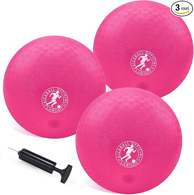 10 Inch Kickball Playground Ball Dodgeball Balls 4 Square Balls, Pack of 3, Dodge Balls for Kids, Kickballs Handball for Indoor Outdoor Games, Includes Pump