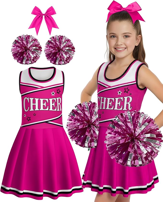 JenPen Cheerleader Costume Set Cheerleading Outfit Cheer Uniform Dress Cosplay for Halloween Party Gifts 3-9 Years