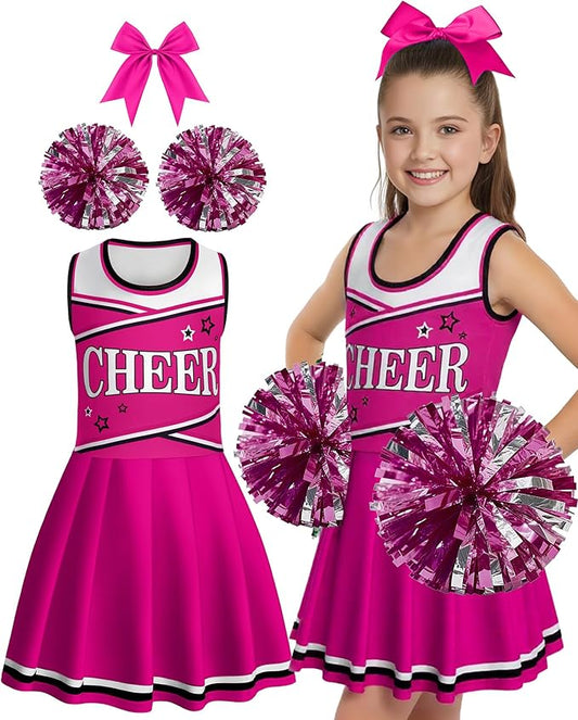JenPen Cheerleader Costume Set Cheerleading Outfit Cheer Uniform Dress Cosplay for Halloween Party Gifts 3-9 Years