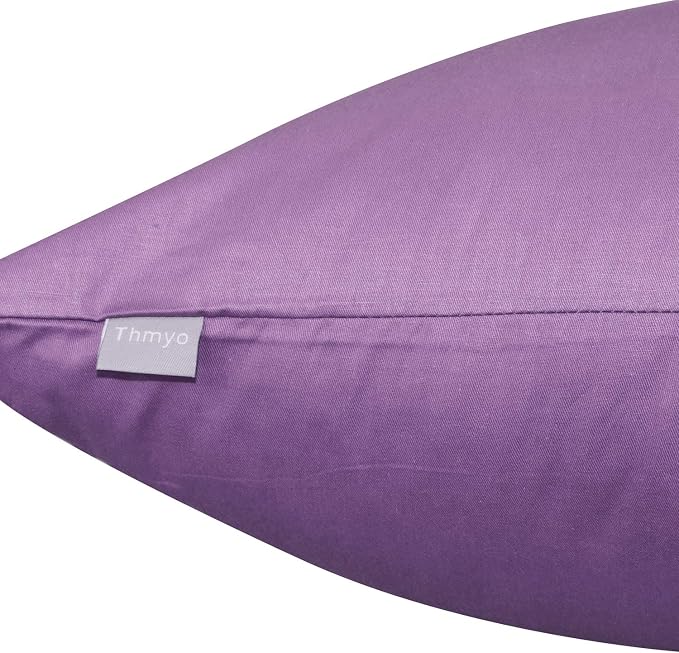 Thmyo 4-Pack 100% Cotton Comfortable Solid Decorative Throw Pillow Case, Square Cushion Cover Pillowcase Sublimation Blank Pillow Covers DIY Throw Pillowcase for Sofa(18x18 inch/ 45x45cm,Purple)